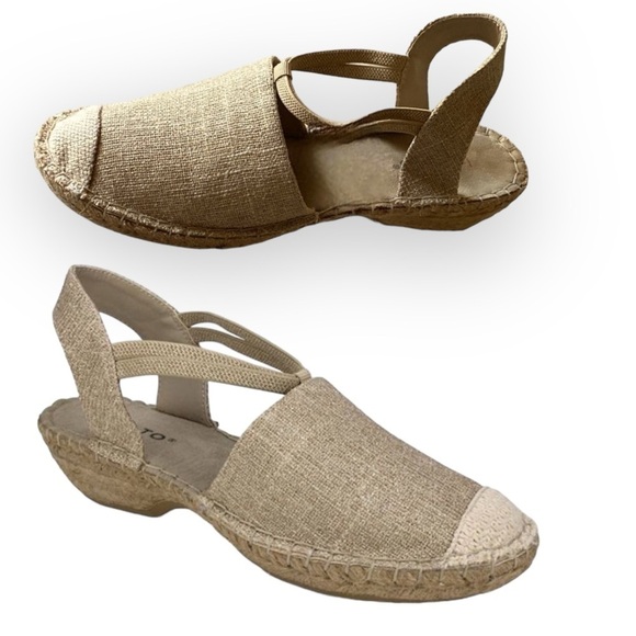 Rialto Jute Straw Espadrille Slingback Closed Toe Elastic Strap 10 1 Hee… - Picture 1 of 14